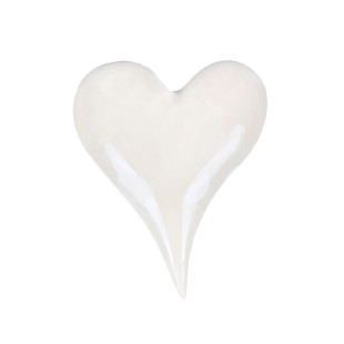 Srdce keramické, lesklá bílá barva. ALA1236 WH